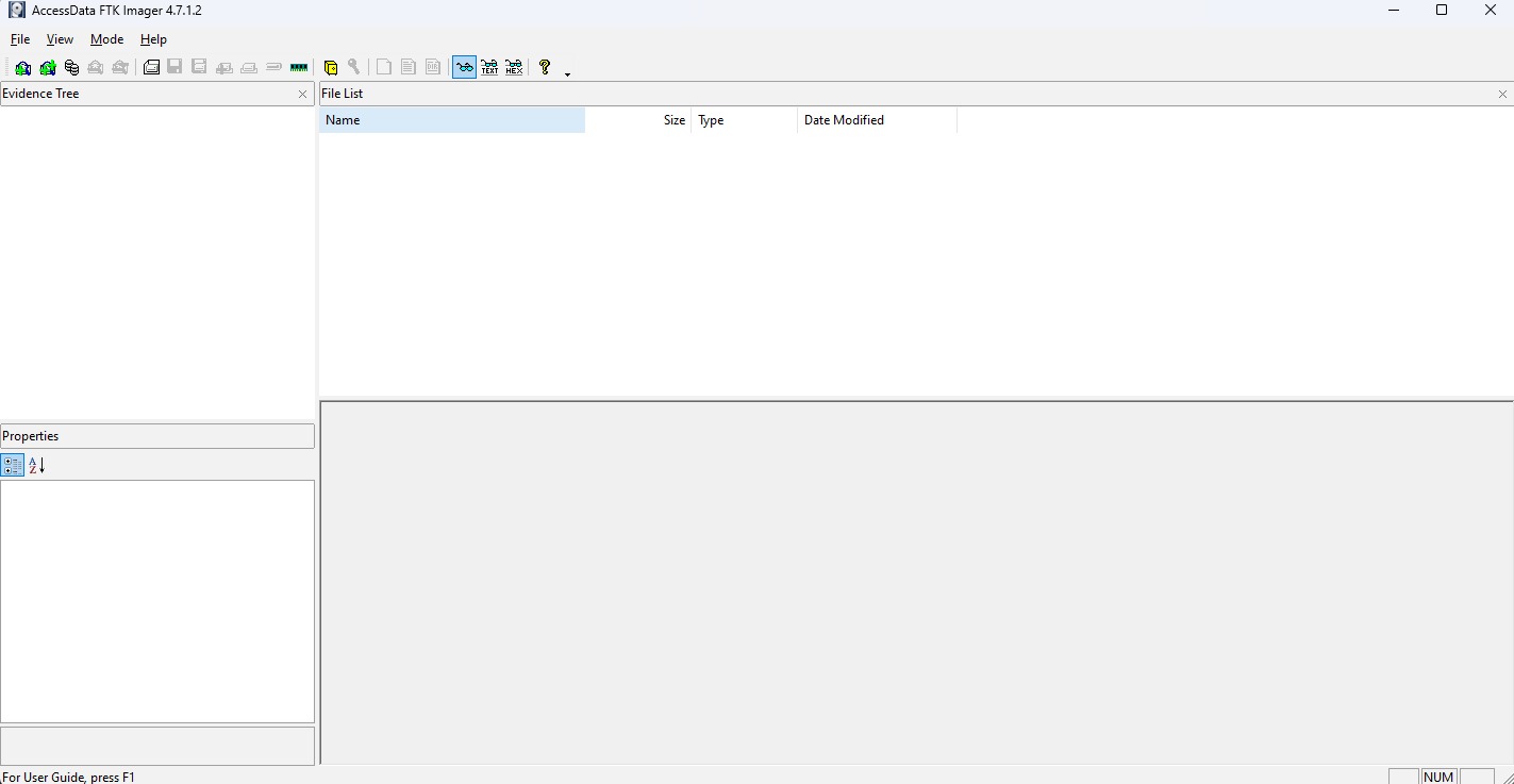 FTK Imager Interface - Step 1